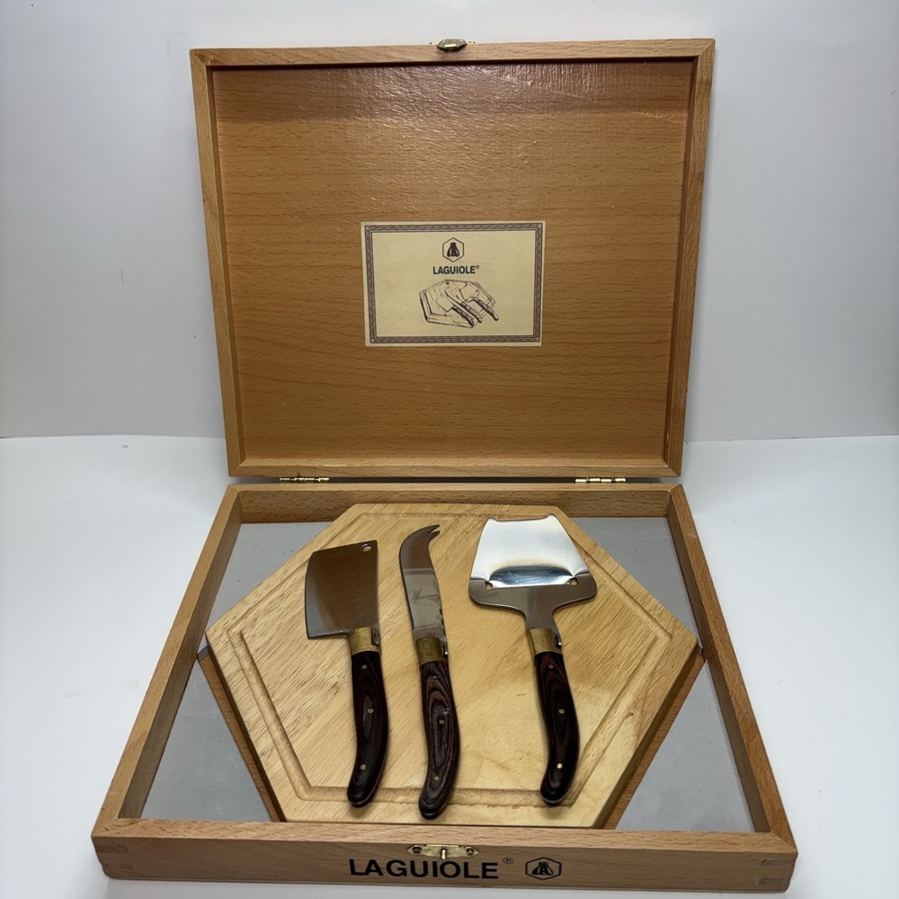 Laguiole Cheese Knife Set 3 Piece Pakka Wood Handles Stainless Steel France